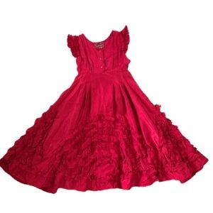 Meli Meli Girls Luxury 100% Silk Red Ruffle Dress Boutique High End Lined Size6X